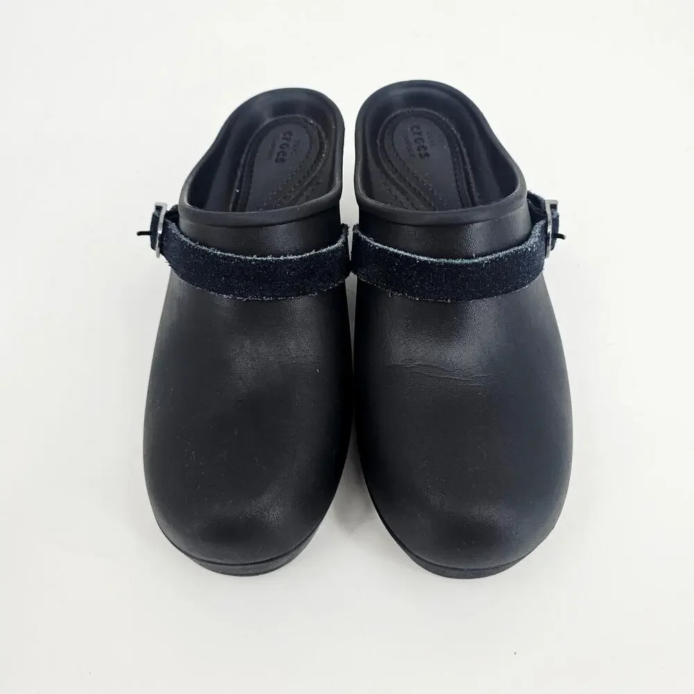 Crocs Sarah Clogs Shoes Womens Size 8 Black Mules Slip-On Dual Comfort Nurse - Picture 3 of 8